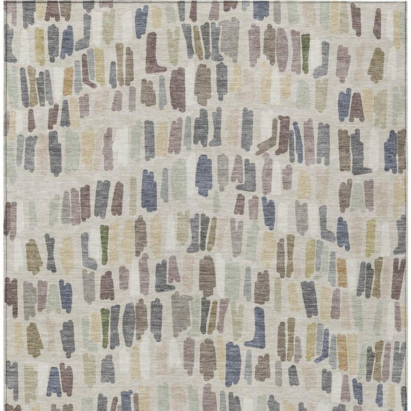 HomeRoots 5' X 8' Versatile Linen Gray & Beige Striped Area Rug - Washable Indoor/Outdoor, Durable & Stylish! 689656
