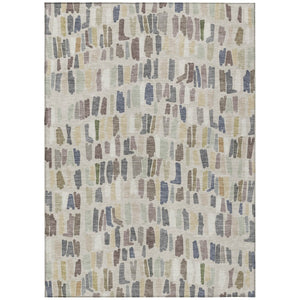 HomeRoots 5' X 8' Versatile Linen Gray & Beige Striped Area Rug - Washable Indoor/Outdoor, Durable & Stylish! 689656