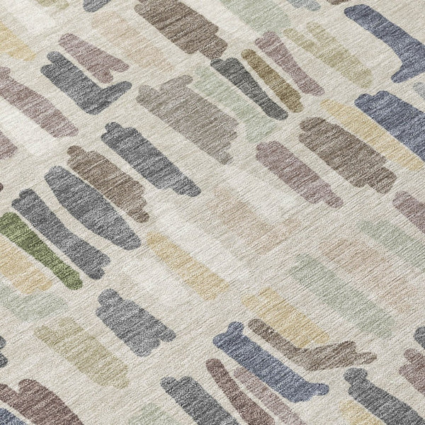 HomeRoots 8' Round Striped Area Rug in Linen Gray and Beige | Washable, Durable, Indoor/Outdoor Design for Style 689657