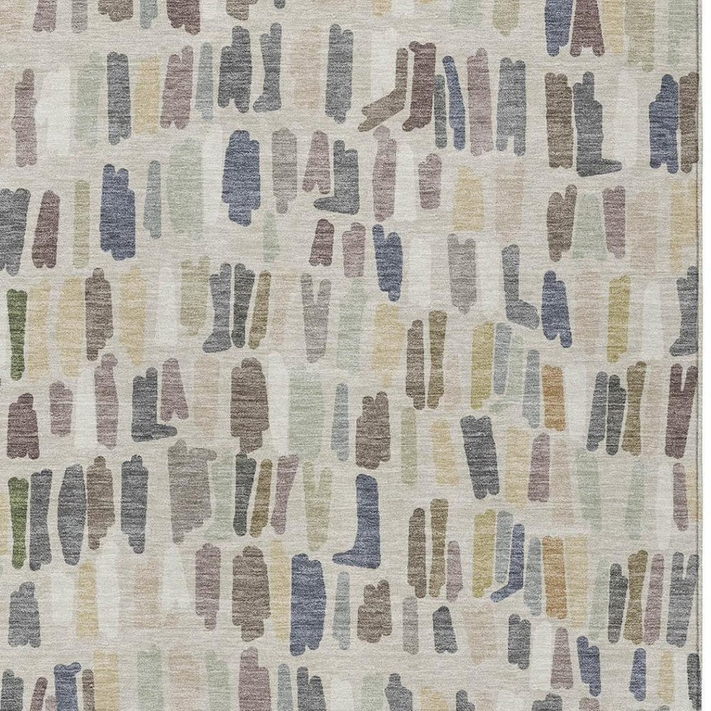 HomeRoots 9' Linen Gray and Beige Striped Area Rug – Washable, Durable, Indoor/Outdoor Charm for Any Space 689659