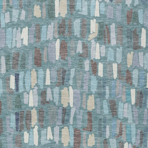 HomeRoots 8' X 10' Stylish Teal Blue, Taupe & Beige Striped Washable Area Rug for Indoor & Outdoor Spaces 689670