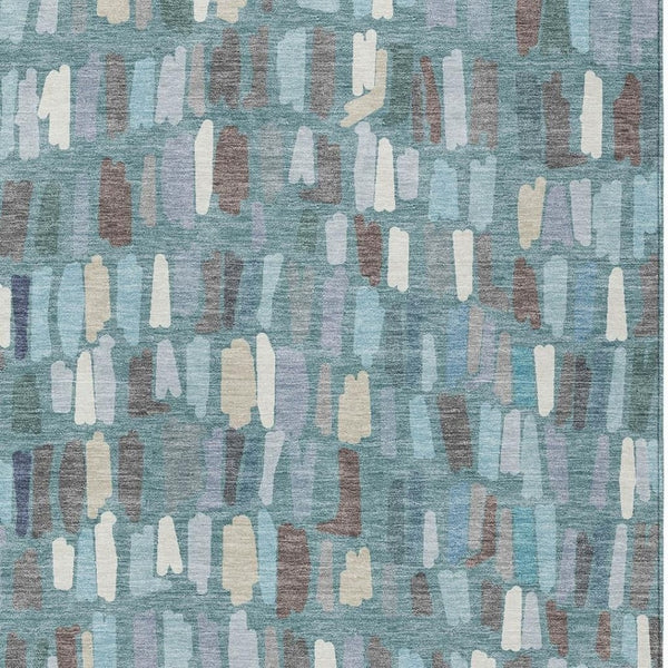 HomeRoots 10' Striped Teal Blue, Taupe & Beige Washable Area Rug for Indoor/Outdoor Use - Durable & Stylish! 689672