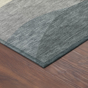 HomeRoots 5' Blue Beige Gray Abstract Washable Indoor Outdoor Area Rug - Durable, Stylish & Easy to Clean 689674