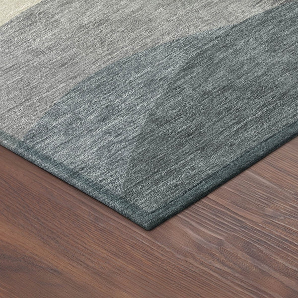 HomeRoots 5' Blue Beige Gray Abstract Washable Indoor Outdoor Area Rug - Durable, Stylish & Easy to Clean 689674