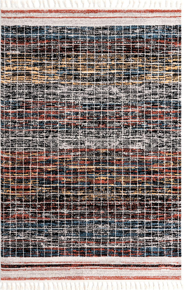 Unique Loom Aramis Oliver Machine Made Tribal Rug Multi, Black/Ivory/Rust Red/Light Blue/Light Brown/Beige 6' 1" x 9' 0"