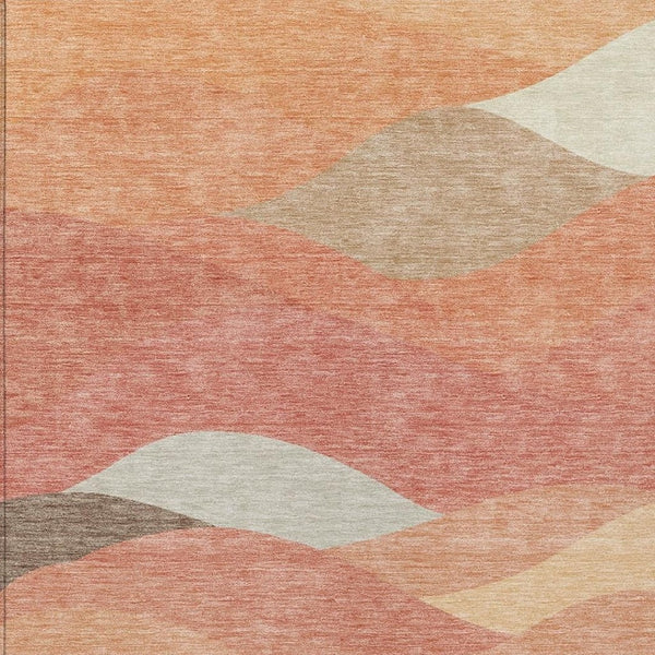 HomeRoots 8' X 10' Coral and Gray Abstract Area Rug - Stylish, Washable, Versatile for Indoor and Outdoor Use 689682