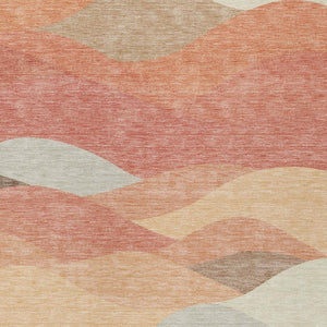 HomeRoots 9' X 12' Coral and Gray Abstract Rug - Stylish, Durable, Washable Indoor/Outdoor Area for Every Space 689683