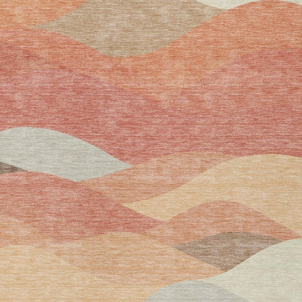 HomeRoots 9' X 12' Coral and Gray Abstract Rug - Stylish, Durable, Washable Indoor/Outdoor Area for Every Space 689683