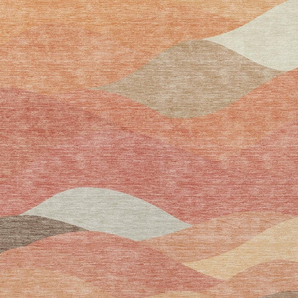HomeRoots 10' X 14' Coral and Gray Abstract Area Rug - Stylish, Washable, Indoor/Outdoor, Durable & Family-Friendly 689684