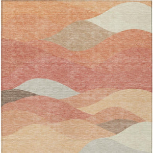HomeRoots 10' X 14' Coral and Gray Abstract Area Rug - Stylish, Washable, Indoor/Outdoor, Durable & Family-Friendly 689684