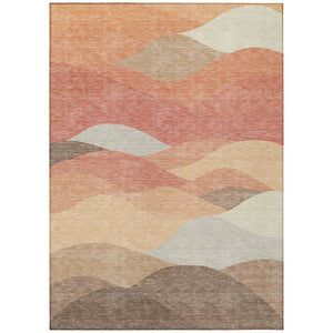 HomeRoots 10' X 14' Coral and Gray Abstract Area Rug - Stylish, Washable, Indoor/Outdoor, Durable & Family-Friendly 689684