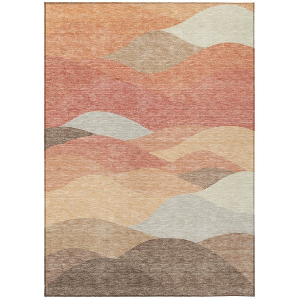 HomeRoots 10' X 14' Coral and Gray Abstract Area Rug - Stylish, Washable, Indoor/Outdoor, Durable & Family-Friendly 689684