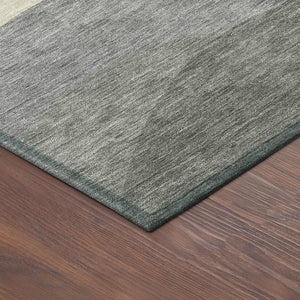 HomeRoots 8' Round Abstract Area Rug - Stylish Green and Gray Washable Design for Indoor & Outdoor Use 689687