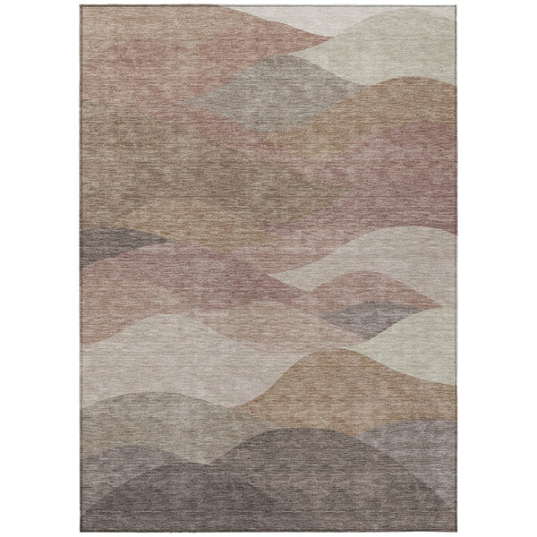 HomeRoots 8' X 10' Coffee and Gray Abstract Washable Area Rug - Durable, Stylish, Ideal for Indoor/Outdoor Use 689694