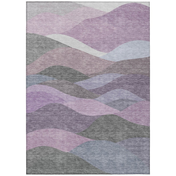 HomeRoots 9' X 12' Stylish Plum and Gray Abstract Area Rug - Washable, Durable, Perfect for Indoor/Outdoor Use 689701