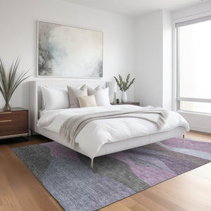 HomeRoots 10' X 14' Stylish Plum and Gray Abstract Washable Area Rug for Indoor and Outdoor Spaces 689702