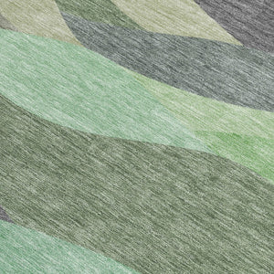 HomeRoots 5' X 8' Sage And Beige Abstract Area Rug - Washable, Durable Design for Indoor & Outdoor Spaces 689704