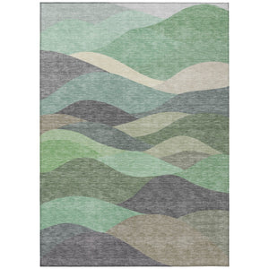 HomeRoots 5' X 8' Sage And Beige Abstract Area Rug - Washable, Durable Design for Indoor & Outdoor Spaces 689704