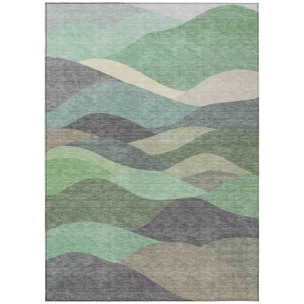 HomeRoots 5' X 8' Sage And Beige Abstract Area Rug - Washable, Durable Design for Indoor & Outdoor Spaces 689704