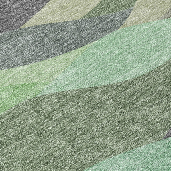HomeRoots 5' X 8' Sage And Beige Abstract Area Rug - Washable, Durable Design for Indoor & Outdoor Spaces 689704