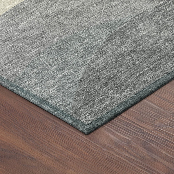 HomeRoots 8' Teal Blue and Gray Round Indoor-Outdoor Area Rug - Durable, Washable, Modern Geometric Design 689711