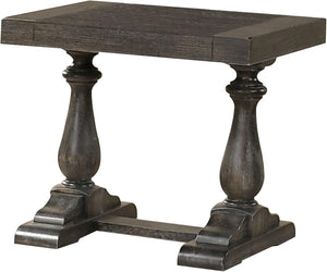 English Elm Transitional Solid Wood End Table Distressed Finish Rustic Living Room Sofa Side Gray B011P427259