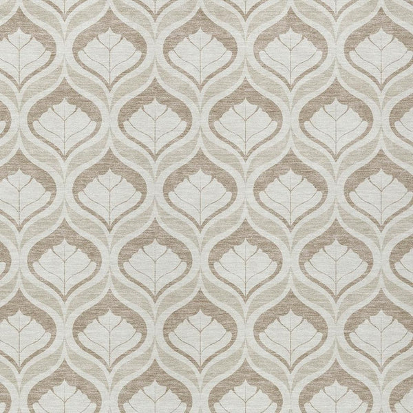 HomeRoots 5' Beige and Taupe Geometric Area Rug - Washable Indoor/Outdoor, Durable, Stylish for Any Space 689716