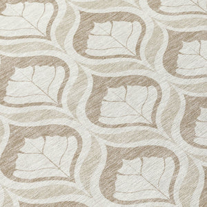HomeRoots 8' Beige and Taupe Round Geometric Area Rug - Washable, Durable, Indoor/Outdoor, Easy-Care Solution 689717