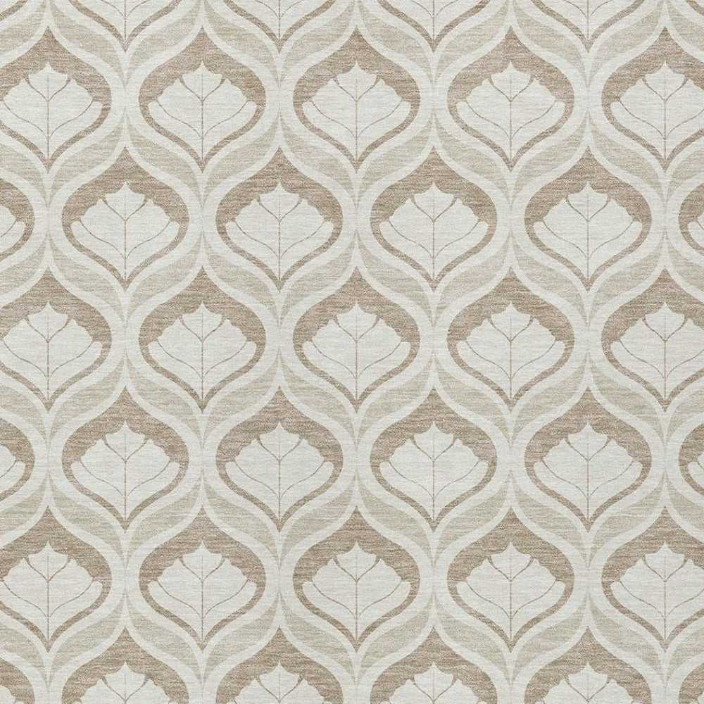 HomeRoots 8' X 10' Beige & Taupe Geometric Washable Area Rug - Durable, Stylish for Indoor & Outdoor Spaces! 689718