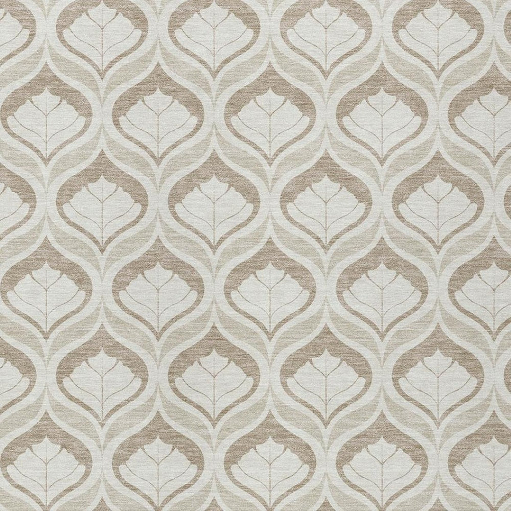 HomeRoots 9' X 12' Beige and Taupe Geometric Area Rug - Washable, Durable, Stylish for Indoor & Outdoor Use 689719
