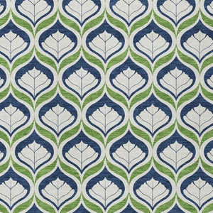 HomeRoots 9' Geometric Area Rug in Blue, Ivory & Green – Washable, Durable Indoor/Outdoor Floor Covering! 689725