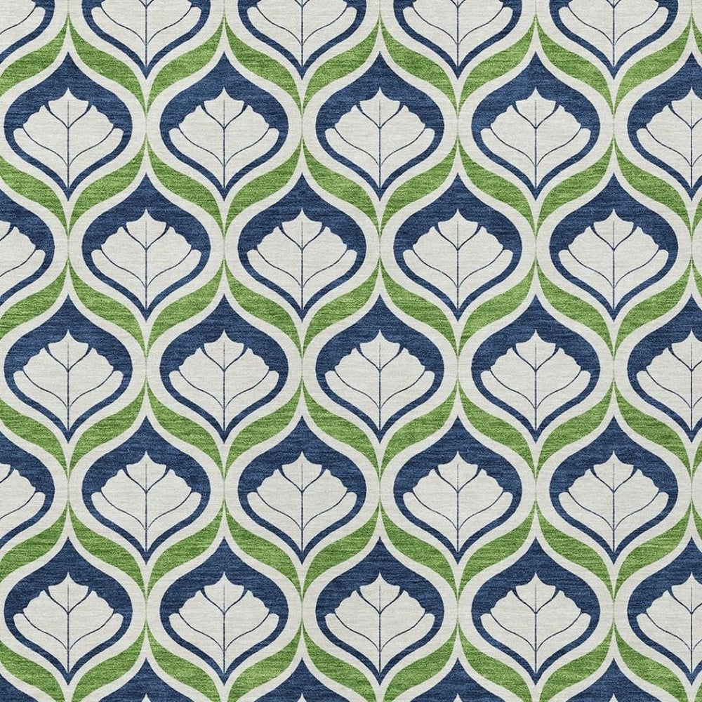 HomeRoots 10' Geometric Blue, Ivory & Green Washable Area Rug – Durable Indoor/Outdoor Design for High Traffic Spaces 689726