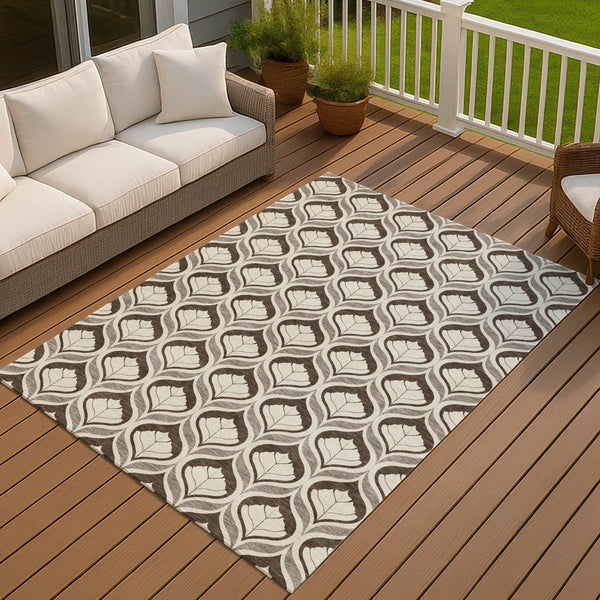 HomeRoots 8' X 10' Stylish Brown and Beige Geometric Area Rug - Washable, Durable, Indoor/Outdoor Versatile Design 689730