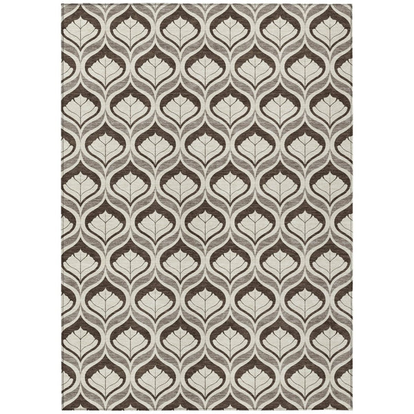 HomeRoots 8' X 10' Stylish Brown and Beige Geometric Area Rug - Washable, Durable, Indoor/Outdoor Versatile Design 689730