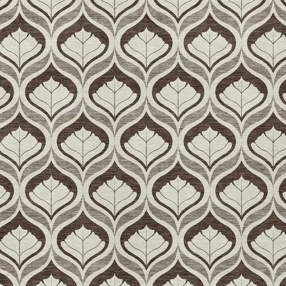 HomeRoots 9' X 12' Brown and Beige Geometric Washable Area Rug for Indoor/Outdoor - Durable, Easy-Clean Design 689731