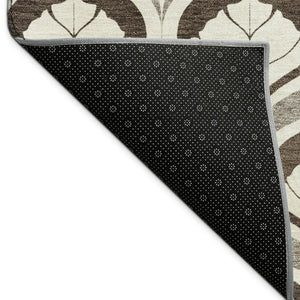 HomeRoots 9' X 12' Brown and Beige Geometric Washable Area Rug for Indoor/Outdoor - Durable, Easy-Clean Design 689731