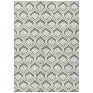 HomeRoots 5' Geometric Lime Green and Beige Indoor Outdoor Area Rug for High-Traffic Spaces, Washable & Durable 689734