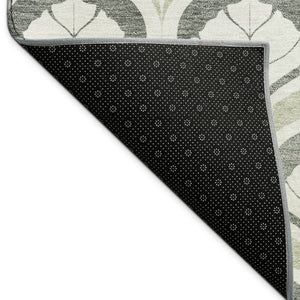HomeRoots 5' Geometric Lime Green and Beige Indoor Outdoor Area Rug for High-Traffic Spaces, Washable & Durable 689734