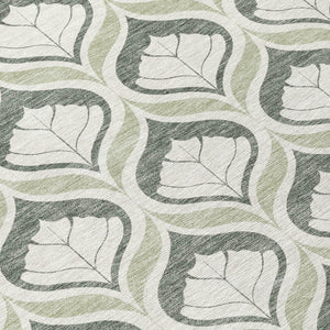 HomeRoots 8' Vibrant Lime Green and Beige Geometric Round Rug - Stylish, Washable for Indoor & Outdoor Use! 689735