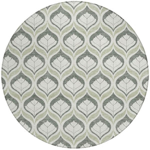 HomeRoots 8' Vibrant Lime Green and Beige Geometric Round Rug - Stylish, Washable for Indoor & Outdoor Use! 689735