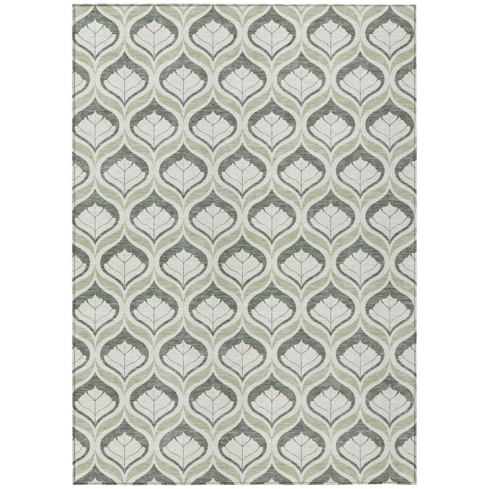 HomeRoots 8' X 10' Vibrant Lime Green & Beige Geometric Area Rug - Washable, Durable, Indoor/Outdoor Style! 689736