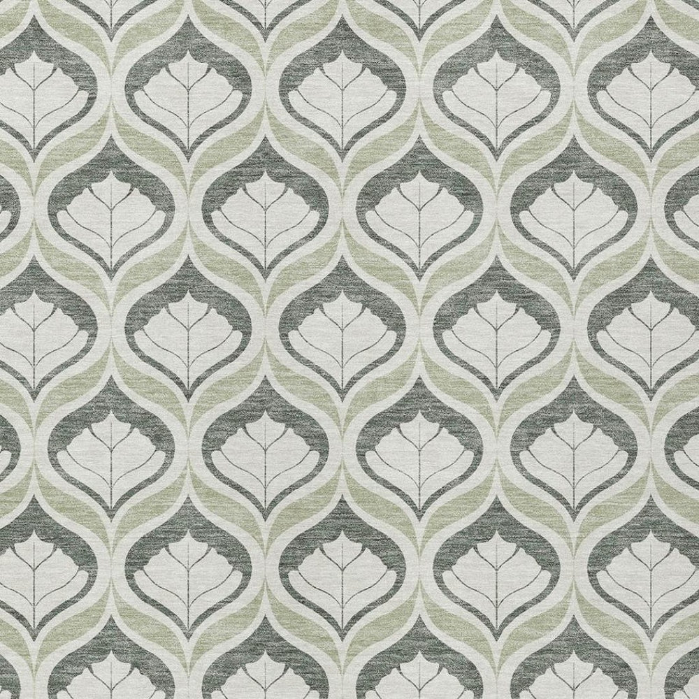 HomeRoots 9' Vibrant Lime Green and Beige Geometric Washable Area Rug for Indoor Outdoor Spaces - Durable Design 689737