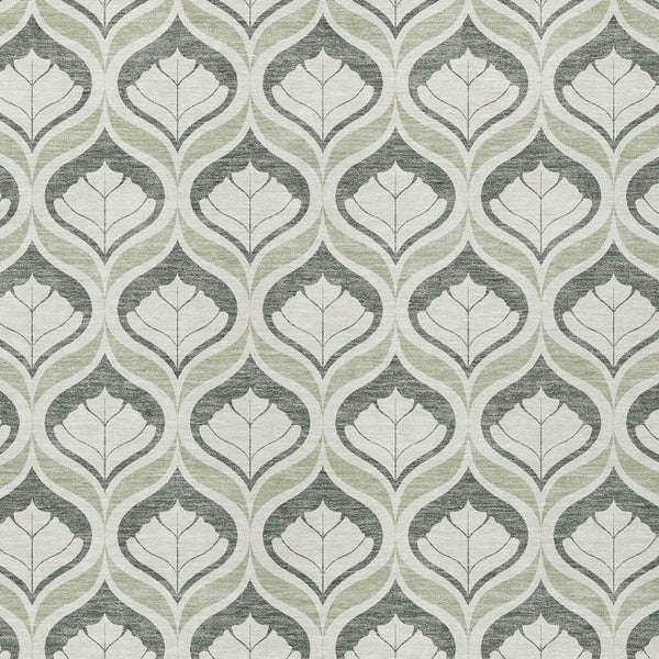 HomeRoots 9' Vibrant Lime Green and Beige Geometric Washable Area Rug for Indoor Outdoor Spaces - Durable Design 689737
