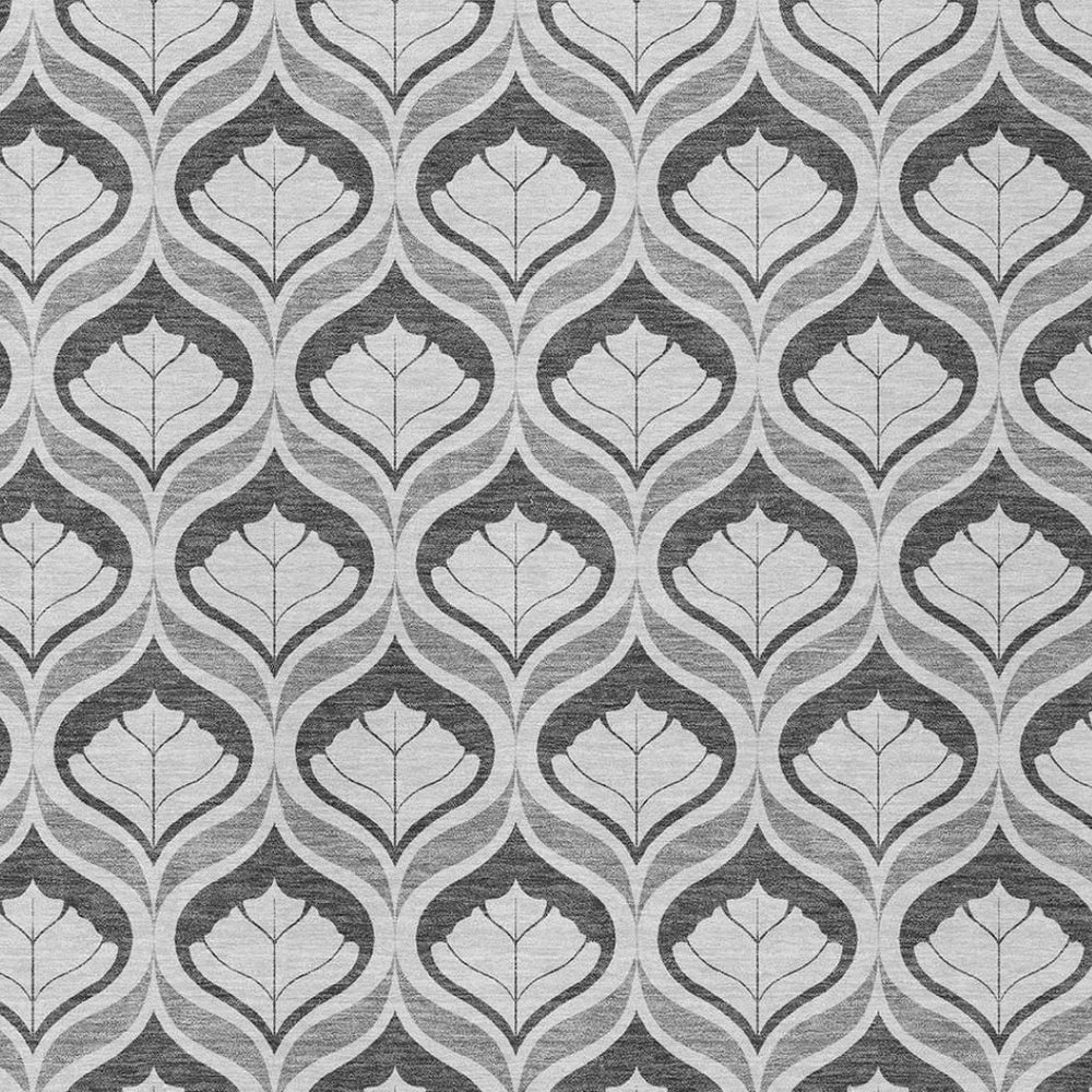 HomeRoots 5' X 8' Charcoal and Silver Geometric Rug – Stylish, Washable, Indoor/Outdoor, Durable & Versatile Decor 689740