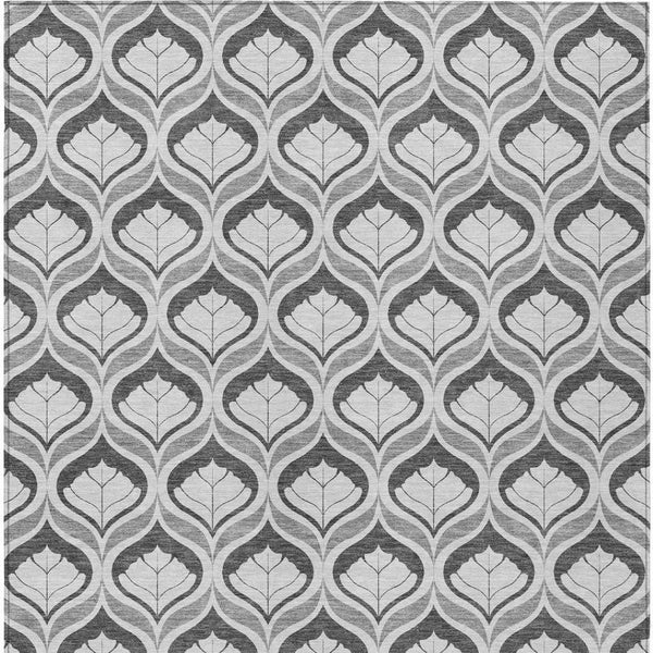 HomeRoots 5' X 8' Charcoal and Silver Geometric Rug – Stylish, Washable, Indoor/Outdoor, Durable & Versatile Decor 689740