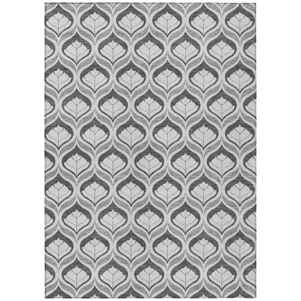 HomeRoots 5' X 8' Charcoal and Silver Geometric Rug – Stylish, Washable, Indoor/Outdoor, Durable & Versatile Decor 689740