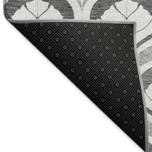 HomeRoots 5' X 8' Charcoal and Silver Geometric Rug – Stylish, Washable, Indoor/Outdoor, Durable & Versatile Decor 689740