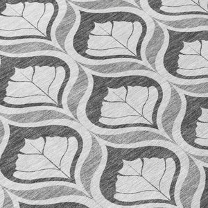 HomeRoots 8' Charcoal & Silver Geometric Washable Round Area Rug - Stylish, Durable & Ideal for Indoor/Outdoor Use 689741