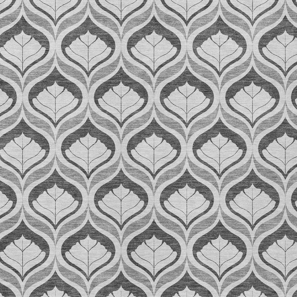 HomeRoots 9' X 12' Stylish Charcoal & Silver Geometric Area Rug - Washable Indoor/Outdoor, Durable & Versatile 689743