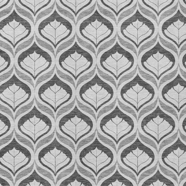 HomeRoots 9' X 12' Stylish Charcoal & Silver Geometric Area Rug - Washable Indoor/Outdoor, Durable & Versatile 689743